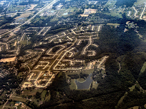 Burlington from the air, looking east