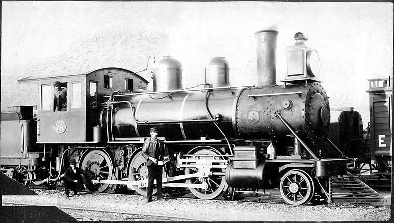 1st Class Baldwin 2-6-0 no 1A with longer stovepipe chimney, c. 1896