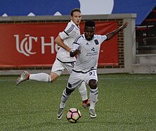 Nanco playing with Bethlehem Steel in 2017 CINvBST 2017-05-20 - Josh Heard, Chris Nanco (33962743604) (cropped).jpg