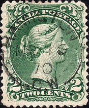 Канада 2c Большая почтовая марка Queen на положенной бумаге.jpg 