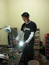 Carlos of Xela Teco Working on Solar Light