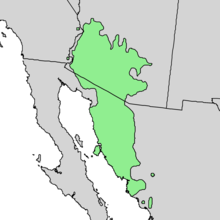 Zemljevid življenskega habitata (del Arizone, mehiški del Sonore in del Spodnje Kalifornije)