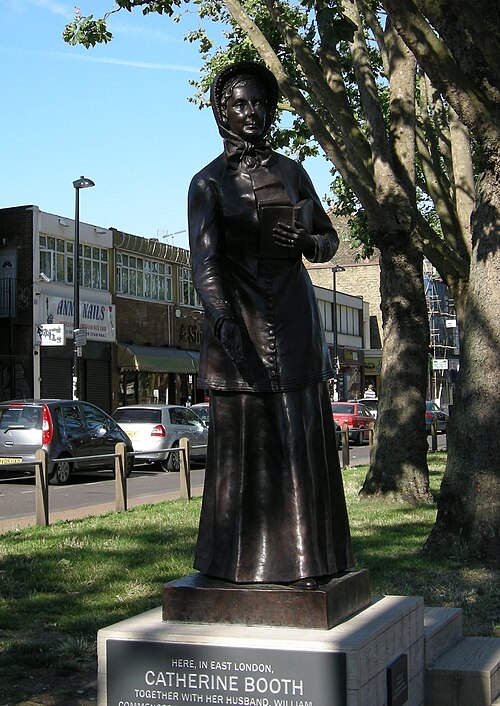 Statue of Catherine Booth in the Mile End Road, London, close to the site of the first Salvation Army meeting. The statue was donated by the women of 