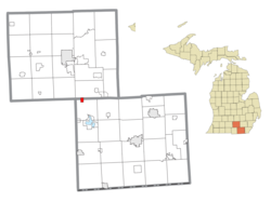 Lokasi berada Jackson County (atas) dan Lenawee Daerah (bawah)