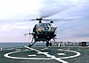 Chetak Helicopter from the INS Rana (D 52) prepares to land onto the flight deck of USS Stethem (DDG 63).jpg