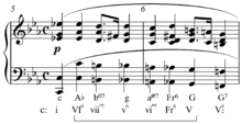 Chromatic run from Chopin's Prelude in C Minor, mm.5-6. Play (help*info) Chopin- Prelude in C Minor mm.5-6 chromatic run.png