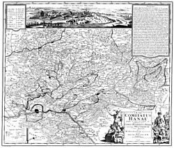 Графство Ханау-Мюнценберг, карта от Фридрих Цолман 1728 г.