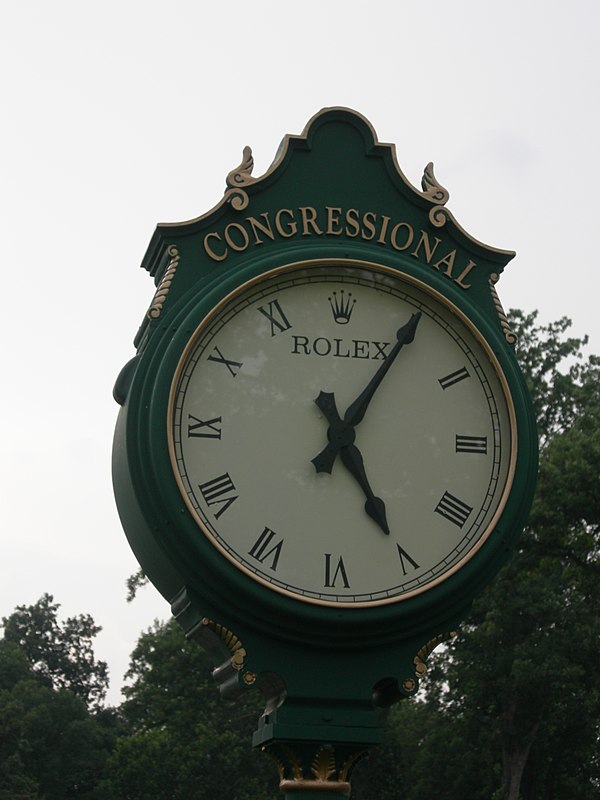 A clock near the Congressional Country Club manufactured by Rolex