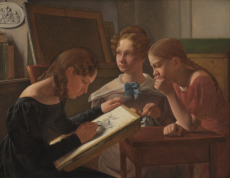 File:Constantin Hansen, Tre unge piger. Kunstnerens tre søstre Alvilde, Ida, Henriette, 1827, KMS125, SMK.jpg