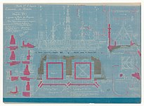 Plan de la couverture des chapelles et des terrasses des bas côtés nord de la cathédrale de Nevers (1892)