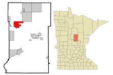 Crow Wing County Minnesota Sisällytetyt ja rekisteröimättömät alueet Breezy Point Highlighted.svg