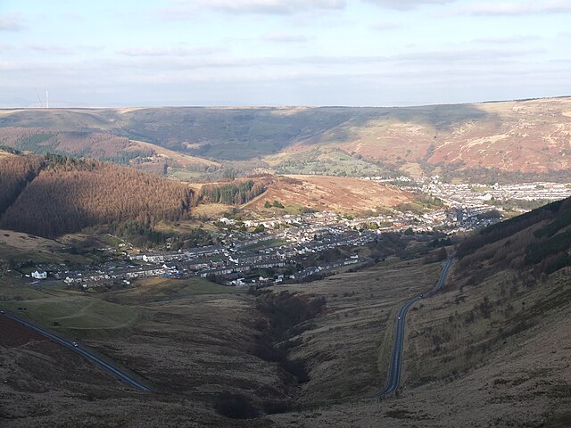 Cwmparc, near the head of the Rhondda Fawr, showing typical scenery