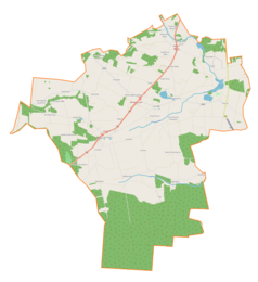Mapa konturowa gminy Czerniewice, w centrum znajduje się punkt z opisem „Czerniewice”