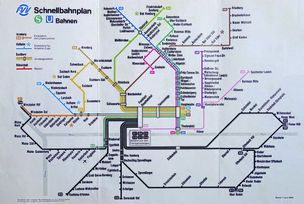 S-Bahn- and U-Bahn lines in 1980