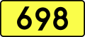 Sign of DW 698 with oficial font Drogowskaz and adequate dimensions.