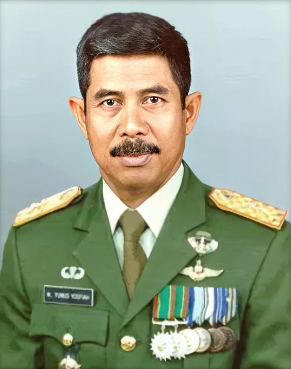 In September 1998, the Information Minister Yunus Yosfiah (pictured in 1993) described the film as an attempt to create a cult around Suharto