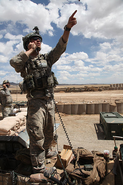 File:Defense.gov News Photo 100520-A-6285M-187 - U.S. Air force Tech. Sgt. Luke Smith calls for air support at Combat Outpost Jaghato Afghanistan on May 20 2010. Smith is assigned to 9th.jpg