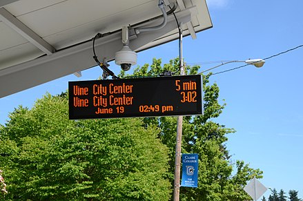 Real-time arrival information display at a Vine station