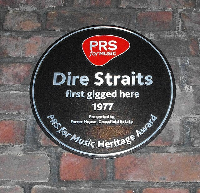 PRS for Music heritage plaque commemorating Dire Straits' first performance in Deptford, London