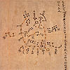 Detail of a manuscript showing pictures of stars with Chinese writing