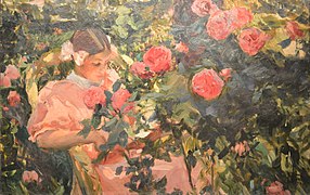 Elena entre rosas (‘Elena larrosa artean’) Joaquín Sorolla (1907)