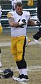 Pittsburgh Steelers player w:Eric Olsen warming up at Green Bay in Week 16.   This file was uploaded with Commonist.