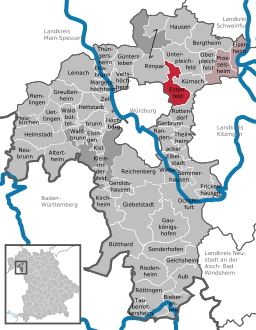Läget för Estenfeld i Landkreis Würzburg