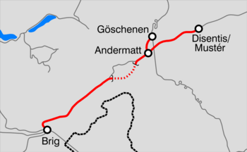 Route of the Furka-Oberalp-Bahn