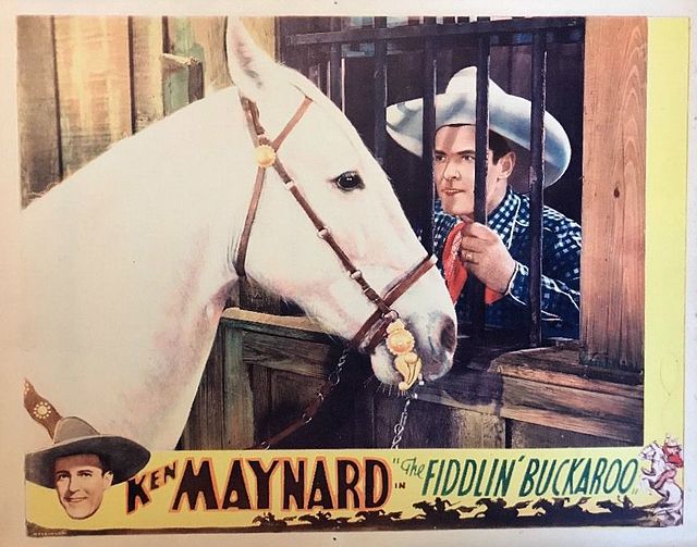 Maynard and Tarzan in The Fiddlin' Buckaroo, 1933