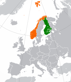 Map indicating locations of Finland and Norway