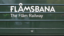 Flåmsbana logo on an electric locomotive