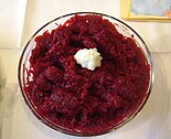 Buraczki - finely chopped warm beetroot salad