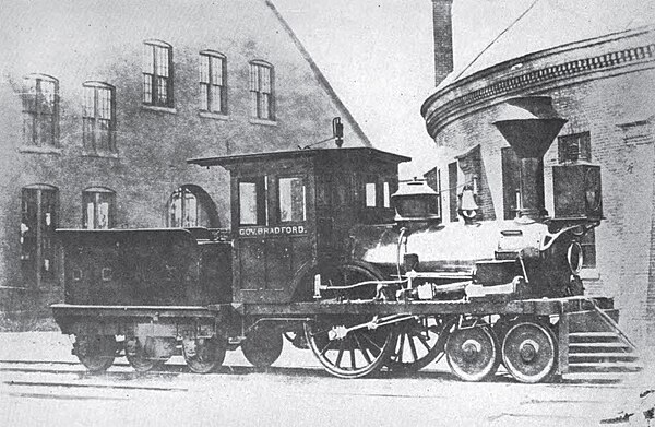 The Governor Bradford, an early OC locomotive built in 1845 by Hinkley & Drury