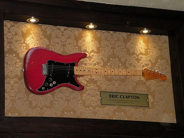 Eric Clapton's Lead II Fender, the first piece of memorabilia donated to the first Hard Rock Cafe in London in 1979