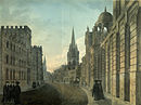 A 1790 aquatint of High Street, Oxford, showing University College in the left foreground. A century and half later, V. S. Naipaul would spend four years at the college.
