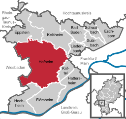 Läget för Hofheim am Taunus i Main-Taunus-Kreis