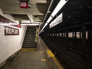 <span class="mw-page-title-main">Ralph Avenue station (IND Fulton Street Line)</span> New York City Subway station in Brooklyn
