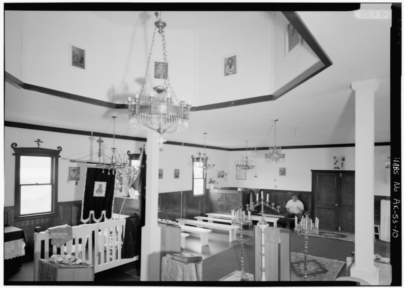 File:INTERIOR, NAVE, LOOKING SOUTHWEST - Three Saints Russian Orthodox Church, Kodiak Island, Old Harbor, Kodiak Island Borough, AK HABS AK,12-OLHAR,1-10.tif