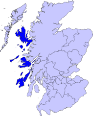 Pozicija Unutrašnjih Hebrida na karti Škotske