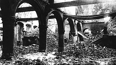 The library of the Catholic University of Leuven, burnt down by German troops