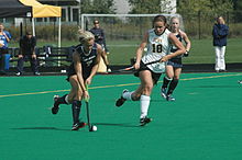 The 2011 Iowa field hockey team in action against Penn State Iowa (144) (6183666851).jpg