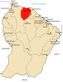 Localização de Iracoubo na Guiana Francesa