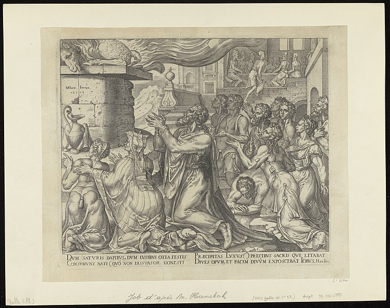 File:Job Sacrificing for The Sins of His Children 1563 print by Maarten van Heemskerck, S.I 55701, Prints Department, Royal Library of Belgium.jpg