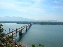 View of Kali river and the bridge from Sadashivgad Fort. Kali river bridge.jpg