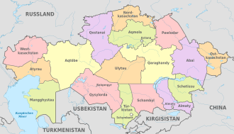 Kazakhstan, administrative divisions - de - colored.svg