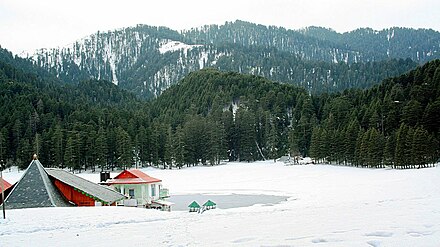 The hill station of Khajjiar during the winter.