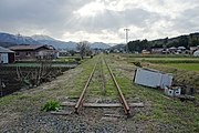 廢線跡（2011年3月，倉吉市關金町松河原（※從泰久寺站遺址向倉吉方向前進一段距離））