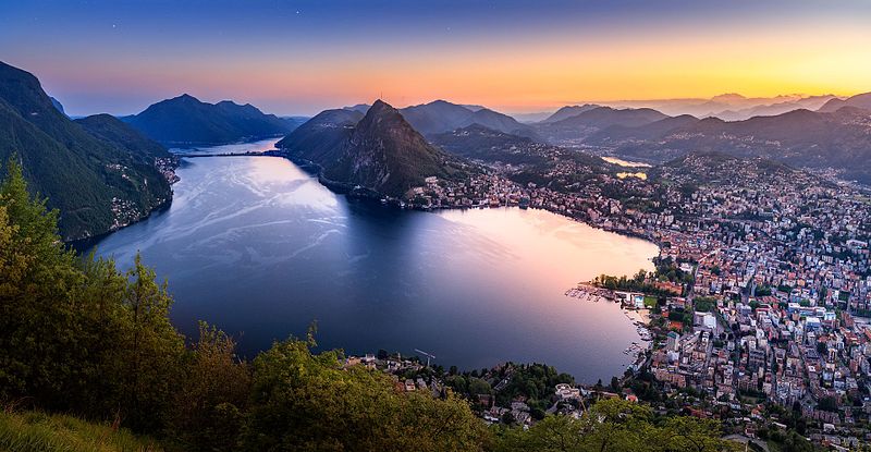 File:Lago di Lugano at Sunset.jpg