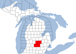 Locatie van de Lansing-East Lansing-Owosso MSA