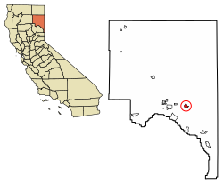 Litchfield okulunun Lassen County, California'daki konumu.